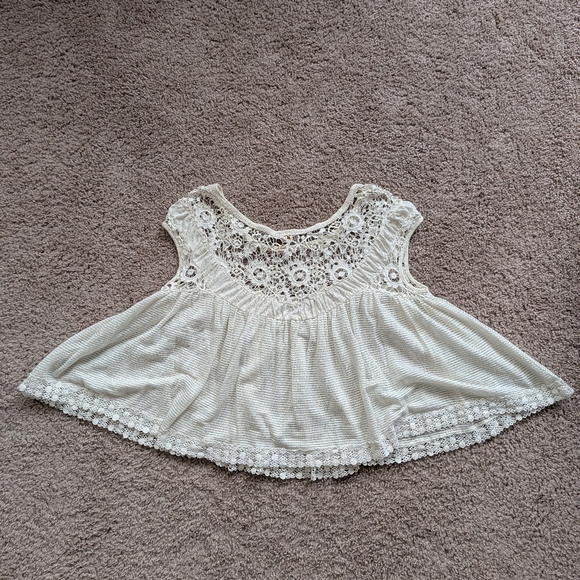 Free People Ivory White Heart Throb Floral Babydoll Lace Top Size XS - Picture 5 of 9